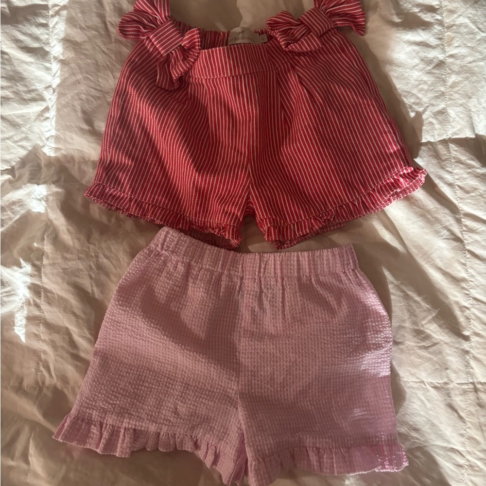 Striped Red and Pink Women's Shorts Set